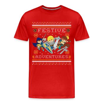 Playmobil Novelmore Festive Adventures Ugly Xmas - Men's Premium Organic T-Shirt - red - Front - Damien (186cm)