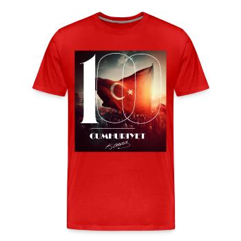 Ataturk Turkey Flag Türkiye Cumhuriyet - Men's Premium Organic T-Shirt - red - Front - Damien (186cm)