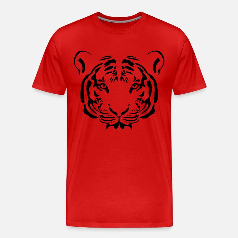 Tiger Gesicht - Männer Premium Bio T-Shirt - Rot