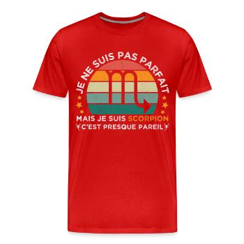 Scorpion je suis scorpion cadeau signe du zodiaque - T-shirt bio Premium Homme - rouge - Devant - Damien (186cm)