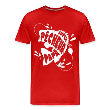 Papa pêcheur humour pêche cadeau fête des pères - T-shirt bio Premium Homme - rouge - Devant - Damien (186cm)