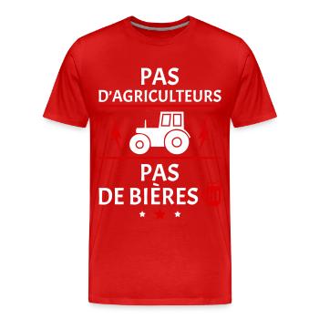 Pas d'agriculteurs, agriculture, tracteur - T-shirt bio Premium Homme - rouge - Devant - Damien (186cm)
