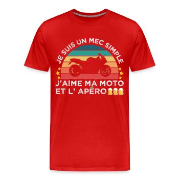 J'aime ma moto et l' apéro humour motard cadeau - T-shirt bio Premium Homme - rouge - Devant - Damien (186cm)