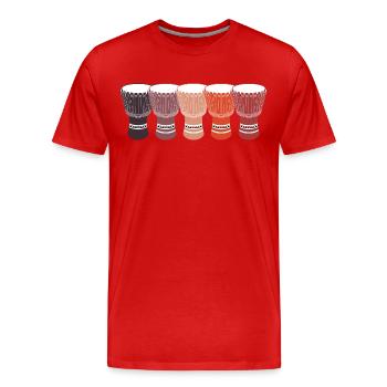 Djembe-Spieler Schlagzeuger Musik Schlagzeuger Musiker - Männer Premium Bio T-Shirt - Rot - Vorne - Damien (186cm)