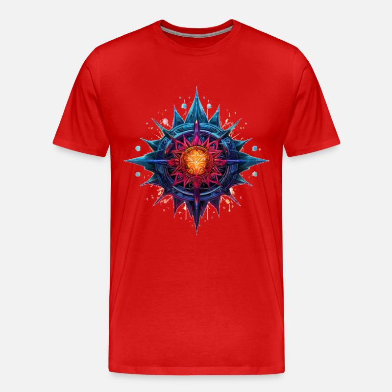Bunte Blume oder Stern - Männer Premium Bio T-Shirt - Rot