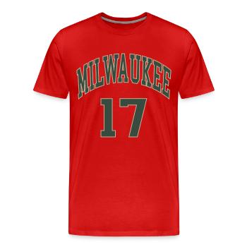 Milwaukee 17 - Männer Premium Bio T-Shirt - Rot - Vorne - Damien (186cm)