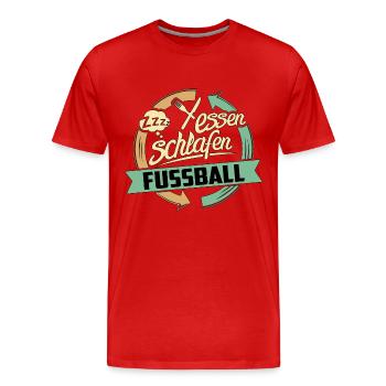 Sport Design Fussball RAHMENLOS Geschenk Hobby - Männer Premium Bio T-Shirt - Rot - Vorne - Damien (186cm)
