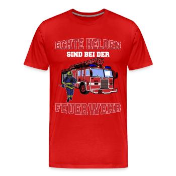 Feuerwehr Helden - 112 Blaulicht Einsatz T-Shirt - Männer Premium Bio T-Shirt - Rot - Vorne - Damien (186cm)