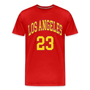 Los Angeles 23 - Männer Premium Bio T-Shirt - Rot - Vorne - Damien (186cm)