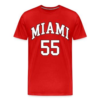 Miami 55 - Men's Premium Organic T-Shirt - red - Front - Damien (186cm)