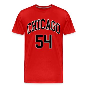 Chicago 54 - Men's Premium Organic T-Shirt - red - Front - Damien (186cm)