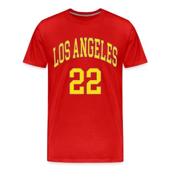 Los Angeles 22 - Männer Premium Bio T-Shirt - Rot - Vorne - Damien (186cm)
