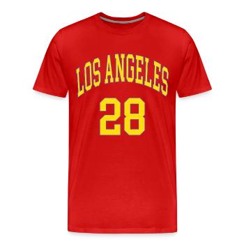 Los Angeles 28 - Männer Premium Bio T-Shirt - Rot - Vorne - Damien (186cm)