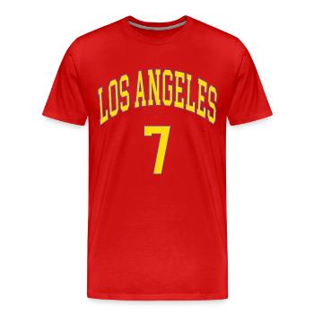 Los Angeles 7 - Männer Premium Bio T-Shirt - Rot - Vorne - Damien (186cm)