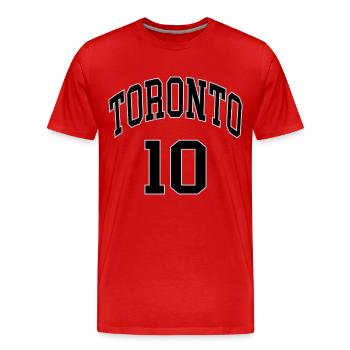 Toronto 10 - Männer Premium Bio T-Shirt - Rot - Vorne - Damien (186cm)
