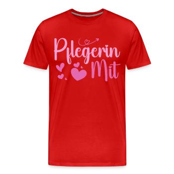 Pflegerin - Herz Symbol - Pflegefachfrau - DANKE - Männer Premium Bio T-Shirt - Rot - Vorne - Damien (186cm)