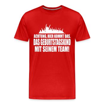 birthday - Men's Premium Organic T-Shirt - red - Front - Damien (186cm)