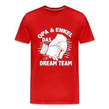 Opa und Enkel - DreamTeam - Opa ist der beste - Männer Premium Bio T-Shirt - Rot - Vorne - Damien (186cm)