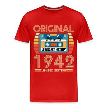 Cadeau D'anniversaire Vintage 1942 - T-shirt bio Premium Homme - rouge - Devant - Damien (186cm)