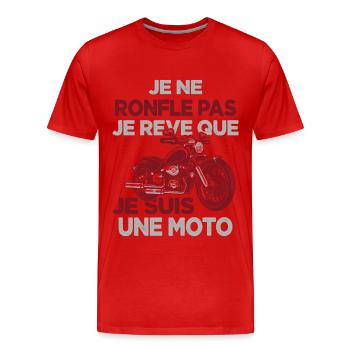 Je Ne Ronfle Pas Je Rêve Que Je Suis Une Moto - T-shirt bio Premium Homme - rouge - Devant - Damien (186cm)