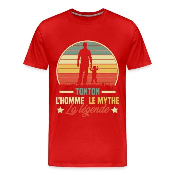 Tonton l'homme le mythe la légende Vintage Cadeau - T-shirt bio Premium Homme - rouge - Devant - Damien (186cm)