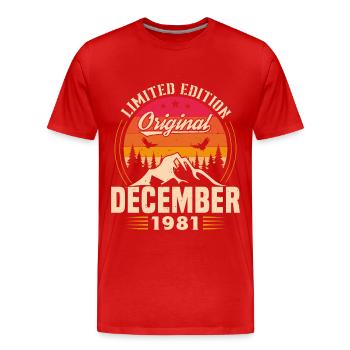 Birthday gift born in December 1981 - Men's Premium Organic T-Shirt - red - Front - Damien (186cm)