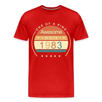 Unique en son genre depuis 1983 - Cadeau d’anniversaire - T-shirt bio Premium Homme - rouge - Devant - Damien (186cm)
