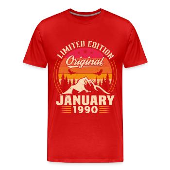 Birthday gift born in January 1990 - Men's Premium Organic T-Shirt - red - Front - Damien (186cm)