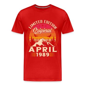 Vintage Nées En Avril 1989 Cadeau D'anniversaire - T-shirt bio Premium Homme - rouge - Devant - Damien (186cm)