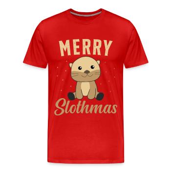 Paresseux Noël Cadeau de Noël - T-shirt bio Premium Homme - rouge - Devant - Damien (186cm)
