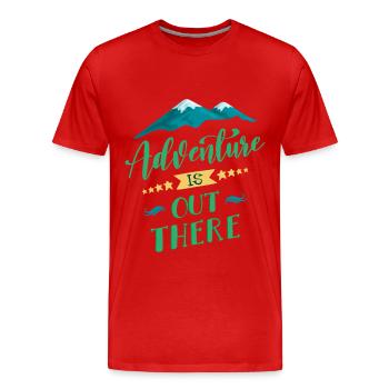 L'aventure est là, dehors - T-shirt bio Premium Homme - rouge - Devant - Damien (186cm)