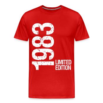1983 Limited Edition - Men's Premium Organic T-Shirt - red - Front - Damien (186cm)