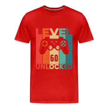 Level 60 freigeschaltet - Männer Premium Bio T-Shirt - Rot - Vorne - Damien (186cm)