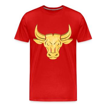 Goldener Stier | Sternzeichen Stier - Männer Premium Bio T-Shirt - Rot - Vorne - Damien (186cm)