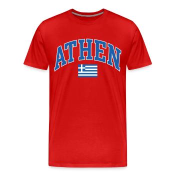 Athen - Männer Premium Bio T-Shirt - Rot - Vorne - Damien (186cm)