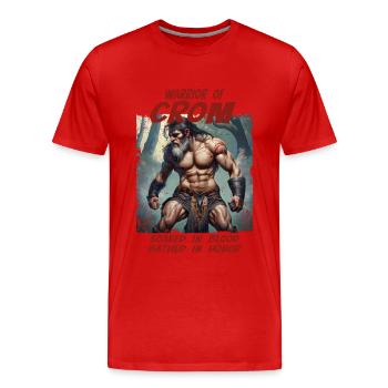 Warrior of Crom Viking Fantasie Krieger - Männer Premium Bio T-Shirt - Rot - Vorne - Damien (186cm)