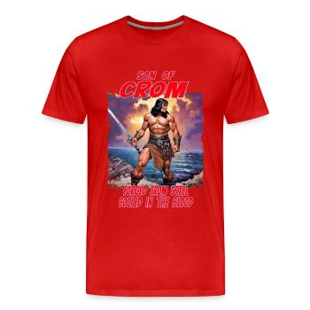 Warrior of Crom Viking Fantasy Warrior Barbarian - Men's Premium Organic T-Shirt - red - Front - Damien (186cm)