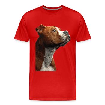 Terrier américain Staffordshire - T-shirt bio Premium Homme - rouge - Devant - Damien (186cm)