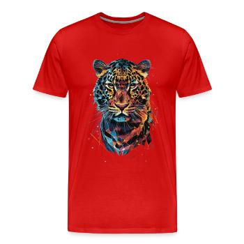 Leopard - Men's Premium Organic T-Shirt - red - Front - Damien (186cm)