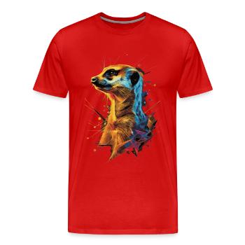 Erdmännchen - Männer Premium Bio T-Shirt - Rot - Vorne - Damien (186cm)