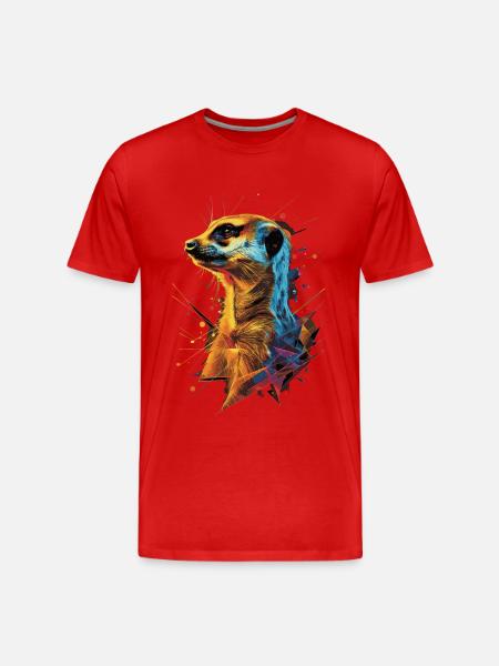 Erdmännchen - Männer Premium Bio T-Shirt - Rot