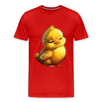 Chicken - Men's Premium Organic T-Shirt - red - Front - Damien (186cm)
