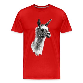 Lama - Men's Premium Organic T-Shirt - red - Front - Damien (186cm)