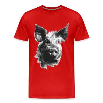 Pig - Men's Premium Organic T-Shirt - red - Front - Damien (186cm)