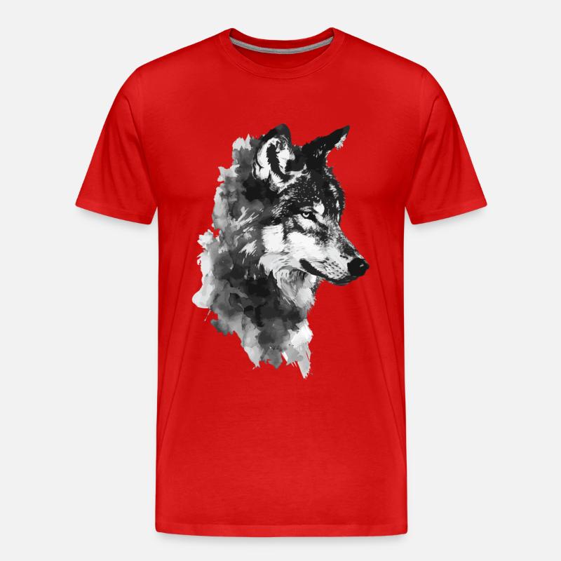Wolf - Männer Premium Bio T-Shirt - Rot