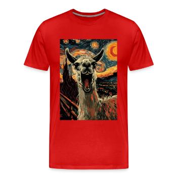 Lama - Männer Premium Bio T-Shirt - Rot - Vorne - Damien (186cm)