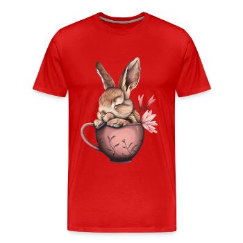 Kaninchen - Männer Premium Bio T-Shirt - Rot - Vorne - Damien (186cm)
