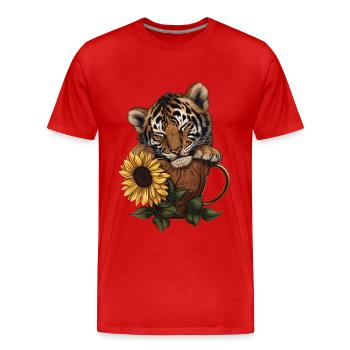 Tiger - Männer Premium Bio T-Shirt - Rot - Vorne - Damien (186cm)