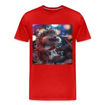 Hedgehog - Men's Premium Organic T-Shirt - red - Front - Damien (186cm)