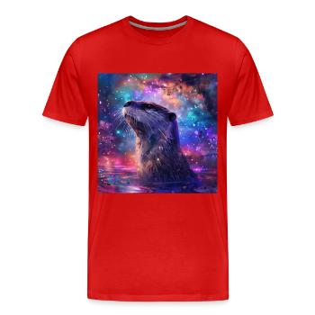 Otter - Männer Premium Bio T-Shirt - Rot - Vorne - Damien (186cm)